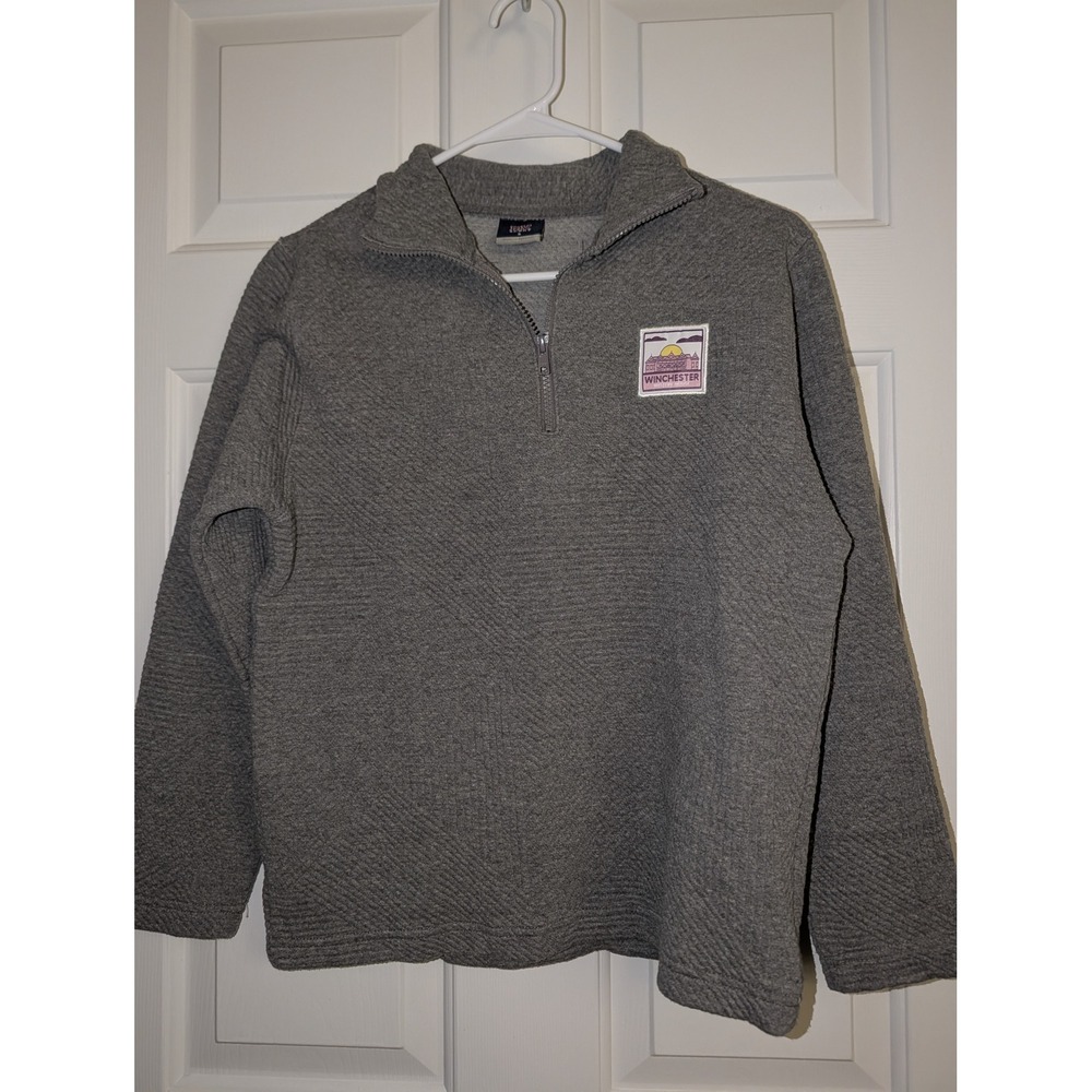 MV Sport Winchester Mystery House Quarter Zip Gray Textured Pullover Sweatshirt
